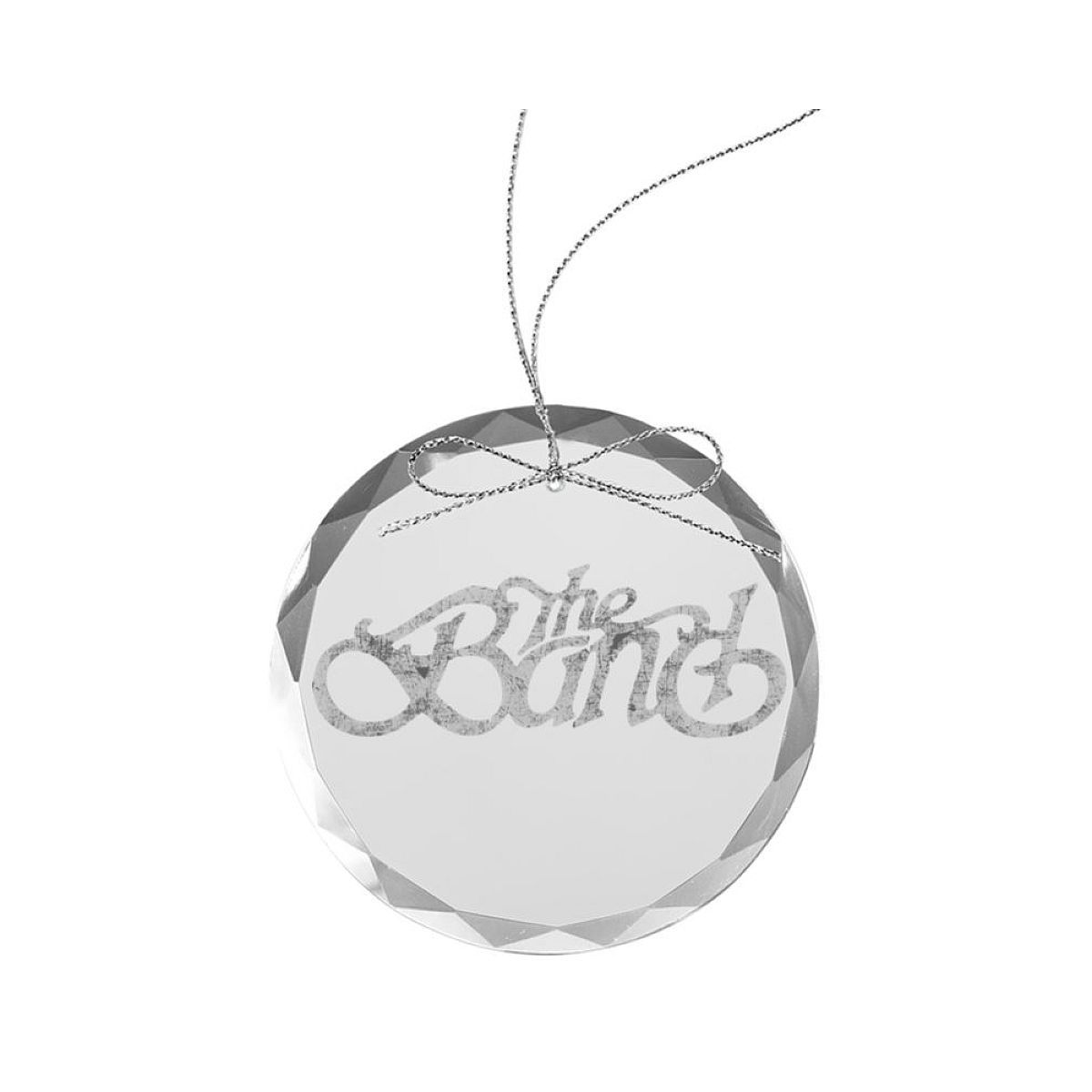 Curled Logo Round Laser-Etched Glass Ornament